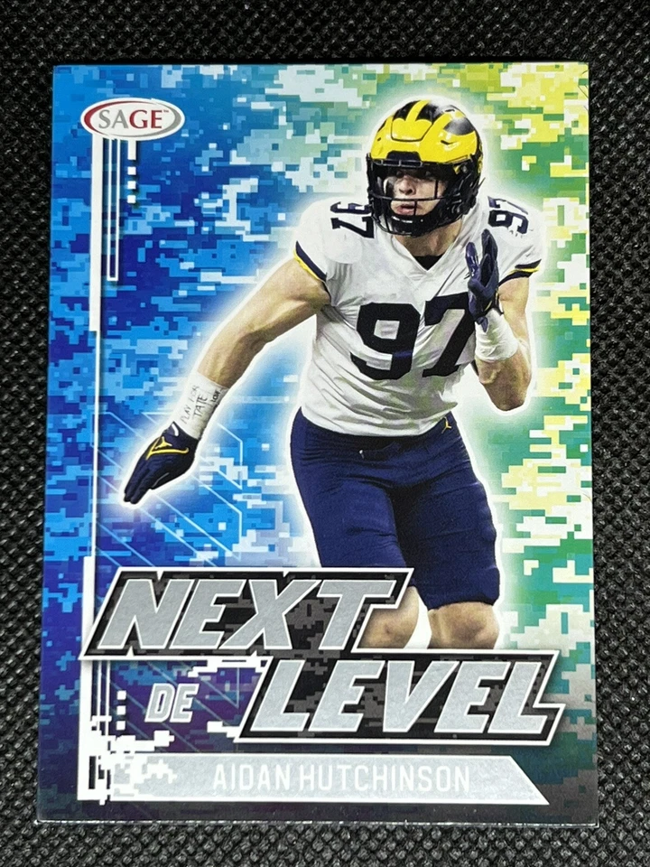2021 Sage Hit Football AIDAN HUTCHINSON RC #90 SILVER NEXT LEVEL NIL ROOKIE CARD - Image 1 of 2
