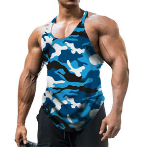 Men Stringer Bodybuilding Tank Top Gym Singlet Muscle Tee T Shirt Sports Vest US
