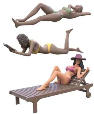Sexy Frauen am Strand Set - 3D Druck Miniaturen - 1:24, 1:35, 1:48, 1:72, 1:87 - Bild 1 von 4