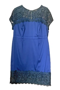 V by Very Plus Size 24 Navy Black Lace Yoke Hem 43"  Below Knee Smart DRESS £87 - Picture 1 of 2
