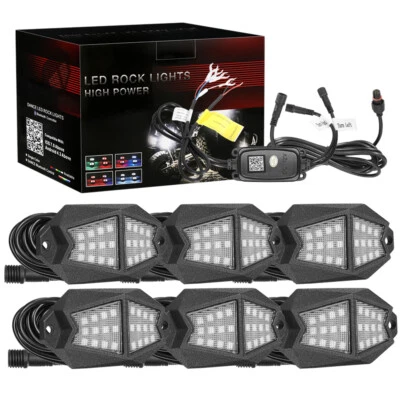 Kit de 6 luces de roca LED RGB 210° esquinas anchas para camioneta Ford F-150 F-250 F-350 Foto 1 de 4