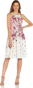 Adrianna Papell size 10 stunning bright pink floral sleeveless dress - Picture 1 of 9