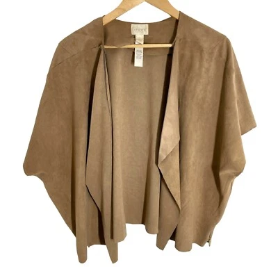 Cárdigan Chicos Talla 4 Imitación Gamuza Cascada Frontal Mujer Marrón Bohemio Occidental Foto 1 de 4