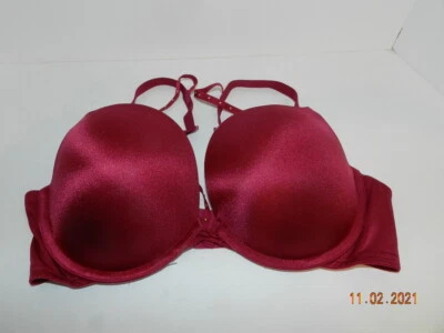 Sujetador La Senza Beyond Sexy Clásico Plunge 34D Borgoña Tirantes Dorado Tachuelas  Foto 1 de 3