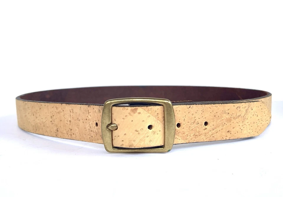 Cinturón italiano vintage de corcho y cuero beige crema de Nyovee talla 34 mediano grande Foto 1 de 4