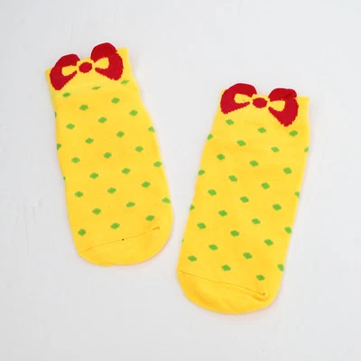 6 pares de calcetines tobilleros con lazo a lunares para mujeres y niñas Foto 1 de 4
