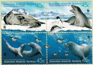 2001 AAT Antarctic Leopard Seals MUH Block of 4 - Foto 1 di 1