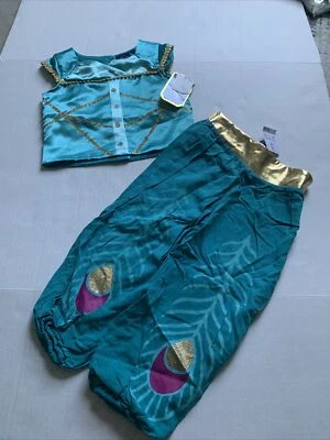 NUEVO CON ETIQUETAS Disney Princesa Jazmín Disfraz Aladdin Niño Pequeño Talla 3T Verde Top Pantalones Foto 1 de 4