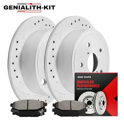 286mm Rear Drilled Rotors Ceramic Brake Pads for 2015 2016 2017-2021 Subaru WRX Foto 1 de 4
