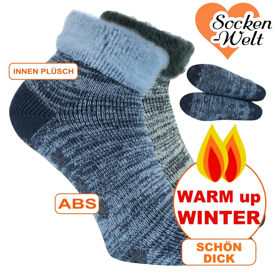 Damen + Herren ABS Kuschelsocken anthrazit-melange Kurzform Camano