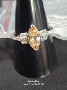 Bomb Party The Sterling Club RBP6389- Sz 10 Smokey Topaz Cubic Zirconia Sterling - Picture 1 of 4