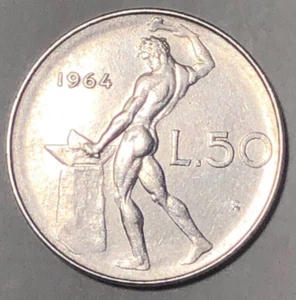 1964 ITALY COIN 50 Lire KM# 95.1 AU Europe Coins  - Picture 1 of 2