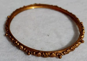 COPPER Plated ( Hearts & Flowers Design ) Bangle BRACELET - 2 1/2in Inside Dia - Picture 1 of 10