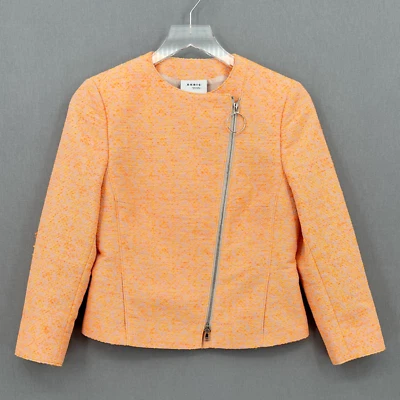 Chaqueta Akris Punto Mujer 6 Naranja Tostado Guijarro Texturizado Asimétrico Bolsillos con Cremallera Foto 1 de 4