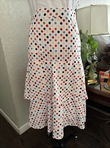 Multicolor Polka Dot Skirt Ruffle Midi  Tiered Size 14-16 W - Picture 1 of 8