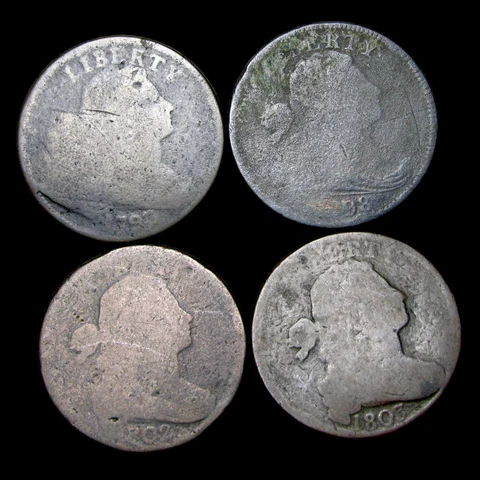 1797 1797 1802 1803 Draped Bust Large Cent Penny ---- Nice Coin Lot ---- #GG019 Cover