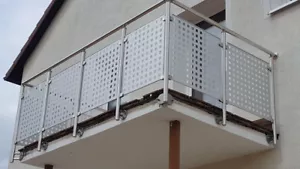 Edelstahl Balkon Geländer Alu Eloxiert Lochblech Balkon Geländer Mit Statik - Bild 1 von 3