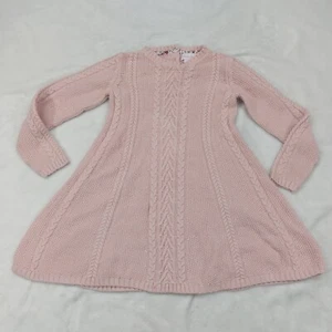 TOMMY BAHAMA GIRLS PINK CABLE KNIT LONG SLEEVE COTTON BLEND SWEATER DRESS SIZE S - Picture 1 of 8