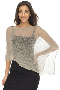 Women's Sheer Poncho Shrug Bolero Lightweight Summer Sweater - Picture 1 of 6