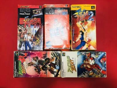 Lote 5 Nintendo Super Famicom Final Fight 1 2 Guy Rushing Beat SNES Juego Probado Foto 1 de 4