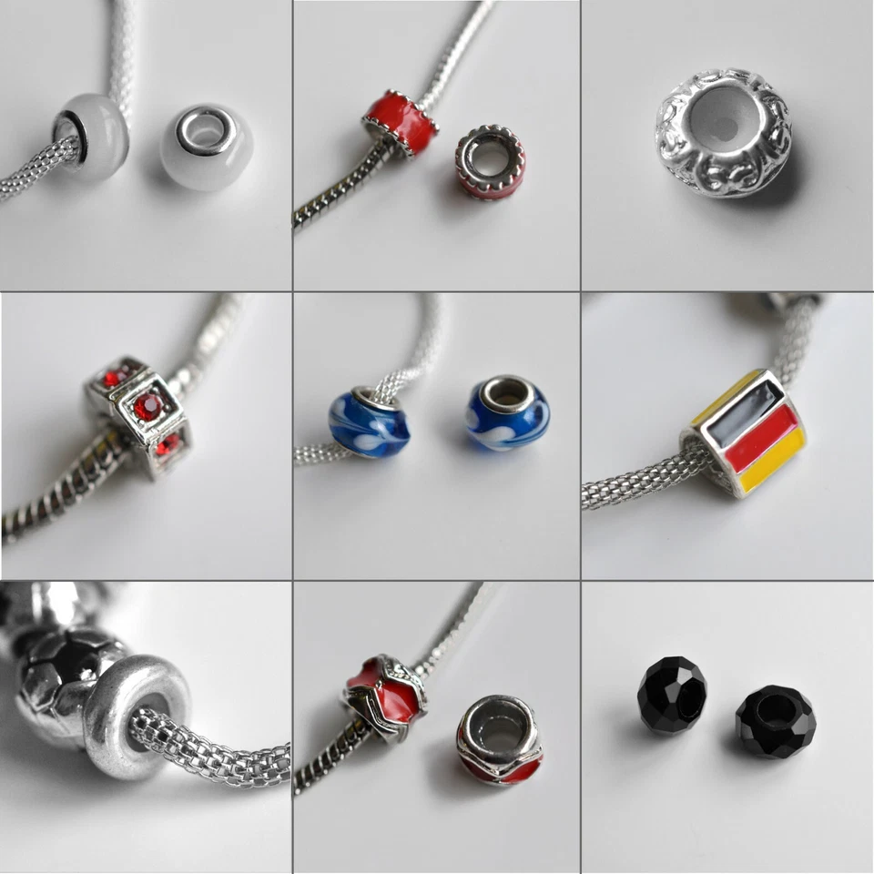 1 St. Verschiedene Großloch-Perlen, Innen Ø 4,5 auch Stopper mit Gummi - Bild 1 von 1