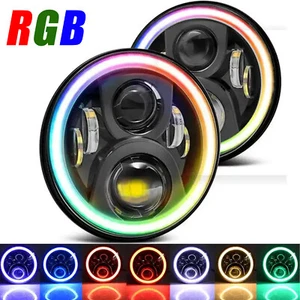 Par de faros LED RGB Halo 7" pulgadas haz alto/lo para AM General Hummer 1992-2001 - Imagen 1 de 9