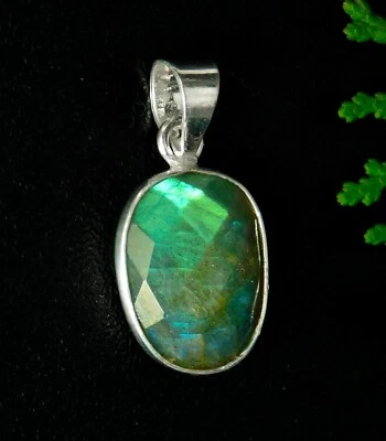 Pingente em forma extravagante de labradorita natural AAA prata esterlina 925 joias feitas à mão - Imagem 1 de 4