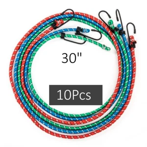 10pc Bungee Cord Tie Down Set 30" H-D Color Straps 2 Hook End READY TO SHIP - Picture 1 of 1