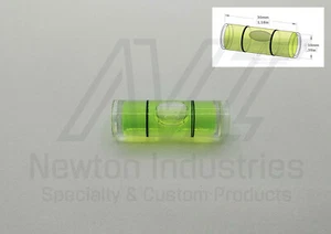 5pcs Acrylic Ø10x30mm Bubble Spirit Level Vial YlwGreen Sens: 38'/2mm 11.05mm/m - Picture 1 of 1
