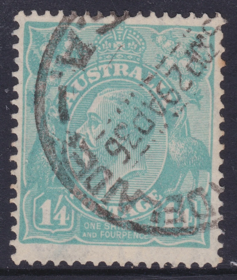 1936 KGV 1'4 绿松石 C of A WMK 澳大利亚 ADELAIDE SA CDS — 第 1/1 张图片