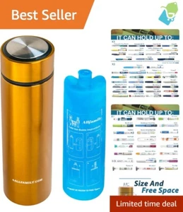 TSA Approved Gold Insulin Pen Cooler Case with Biogel Ice Pack - Compact Travel - Picture 1 of 11