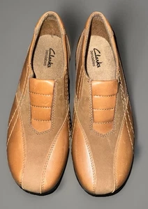 Clarks Bendables Slip-On Shoes Women's 6.5W Tan Leather Loafers 83493 - Picture 1 of 6