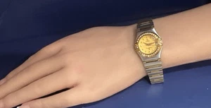 Vintage Ladies Omega Constellation Two Tone Quartz 6”  Watch Crown Missing As Is - Picture 1 of 9