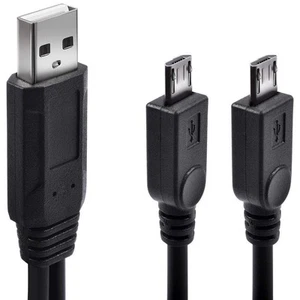 USB A to Dual microUSB Charging Cable - Simultaneously Charges Two Devices, 3 Ft - Picture 1 of 2