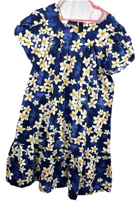 Maxi Vestido Vintage Royal Hawaiian Creations Azul Floral Midi Talla XL Luau MuuMuu Foto 1 de 4