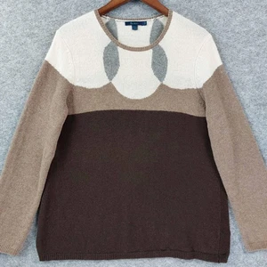Boden Sweater Womens Sz L Brown Tan Cream Colorblock Wool Crewneck Pullover - Bild 1 von 9