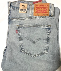 NWT MEN LEVI’S FLEX 511 5859 SLIM SET BELOW WAIST L. BLUE STRETCH JEANS PANT - Picture 1 of 5
