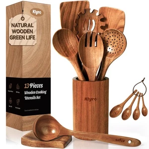 Juego de cucharas de madera para cocinar, utensilios de cocina antiadherentes con 4 piezas Measuri... - Imagen 1 de 8