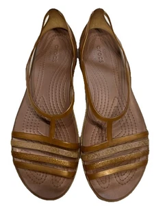 CROCS Isabella Jelly Gold Strappy Comfort Slip on Sandals size 9 - Picture 1 of 15