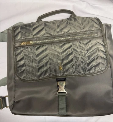 Isaac Mizrahi оливковый зеленый ноутбук сумка золото оборудование кожаная ручка рюкзак - Изображение 1 из 4