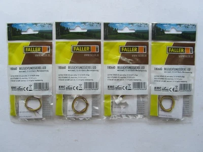 FALLER - Spur H0 / TT / N / Z - 4 x Beleuchtungssockel LED, warm weiß in OVP - Bild 1 von 2