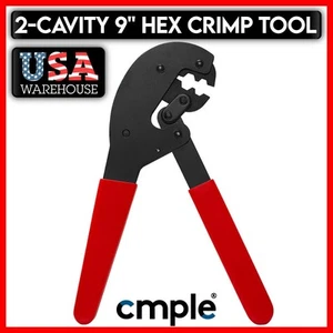 2-Cavity 9" Hex Crimp Tool Coaxial F Connector RG59 RG6 Cable Connection Crimper - Afbeelding 1 van 4