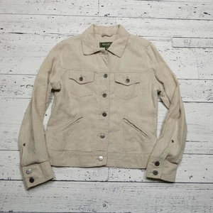 Eddie Bauer Jacket Womens Medium Petite Linen Trucker Button Casual Outdoor Coat - Picture 1 of 7