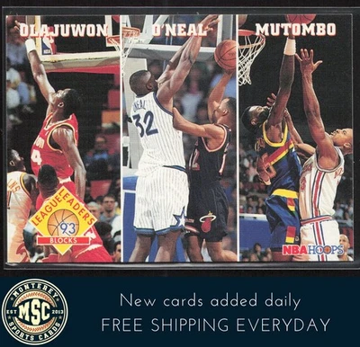 Blocks (Hakeem Olajuwon / Shaquille O'Neal / Dikembe Mutombo) 1993-94 Hoops #290 - Image 1 of 2