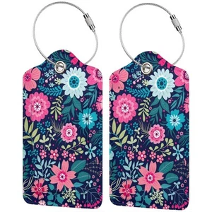 Tropical Flower 2 Pcs Luggage Tags, Privacy Cover Id Label with Stainless Ste... - Picture 1 of 7