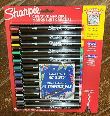Sharpie 12ct Water-Based Acrylic Bullet Tip Markers ~For Light & Dark Surfaces~ - Image 1 of 2
