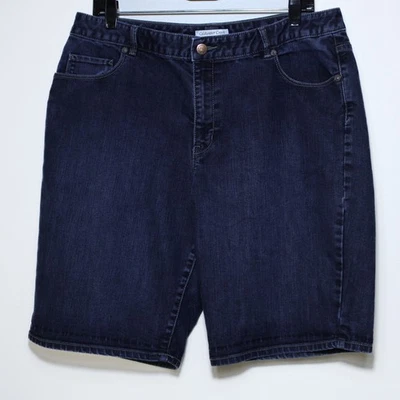 Bermudas de mezclilla Coldwater Creek corte natural para caminar pantalones cortos lavado oscuro talla 16 Foto 1 de 4