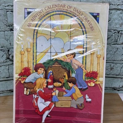 NOS Hallmark Advent Calendar of Daily Prayers Window Decoration Church Nativity - Image 1 of 4