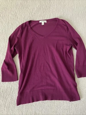 Платье сарая средний фиолетовый свитер бордовый 3/4 рукав M женская рубашка верхний мягкий - Изображение 1 из 4