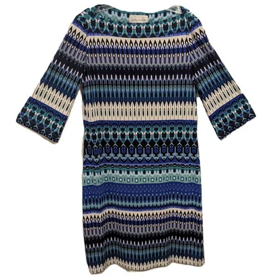 Donna Morgan Shift Dress Multicolor Blue Geometric Stripe Size 12 - Image 1 of 4